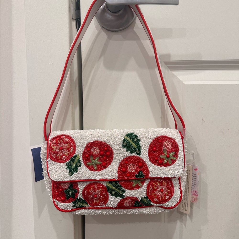 Tomato Beaded Shoulder Bag